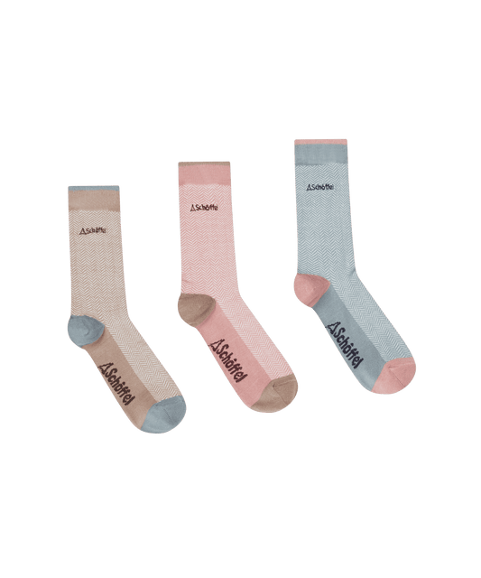 Women's Bamboo Socks (Box Of 3) - Lake Blue Herringbone Mix