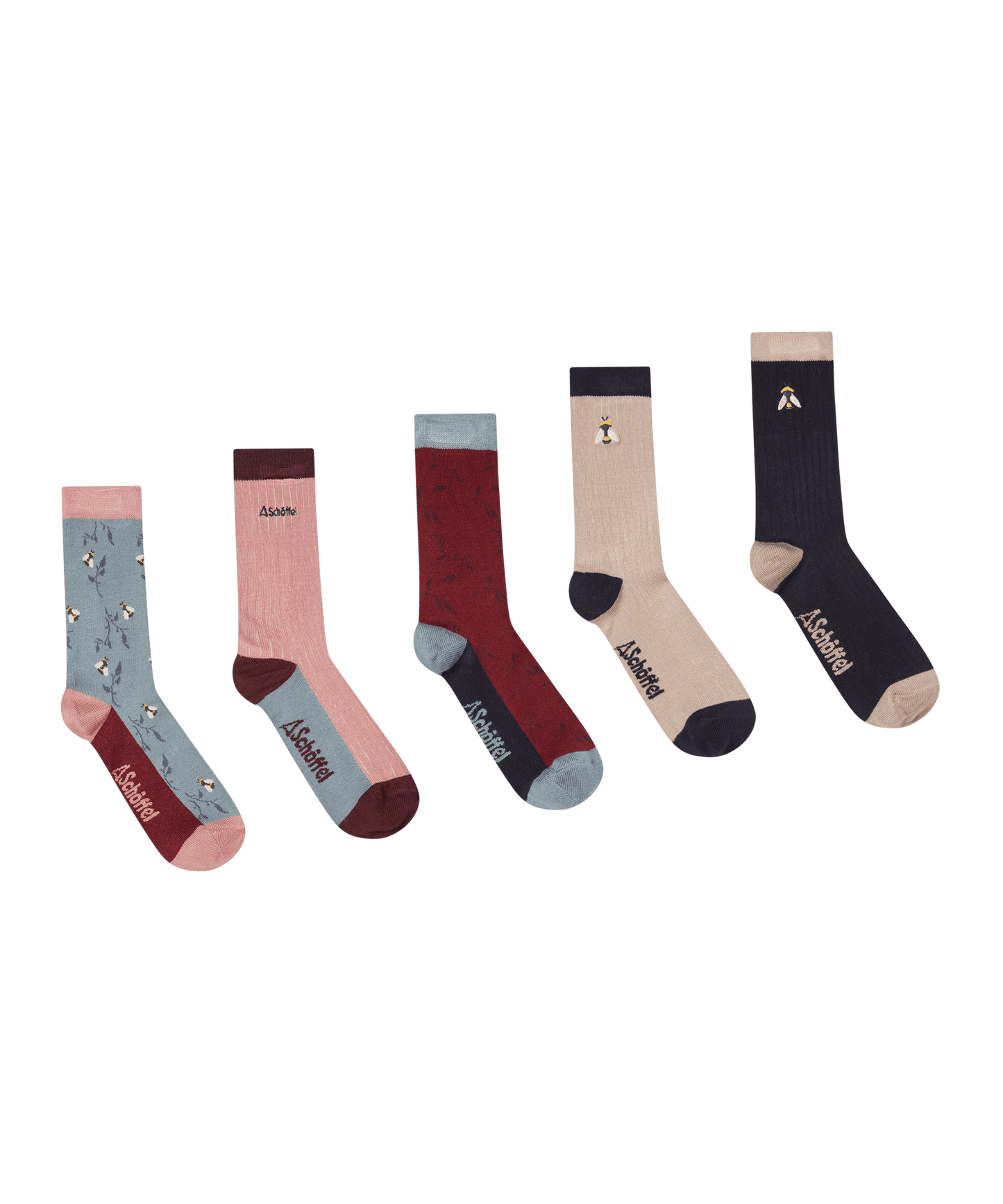 Women's Bamboo Socks (Box Of 5) - Bee Mix