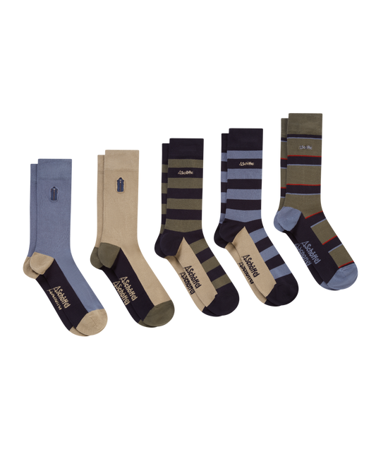 Men's Bamboo Socks (Box Of 5) - Oakham Mix