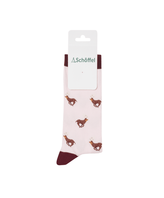 Women's Single Cotton Socks - Pink Stag