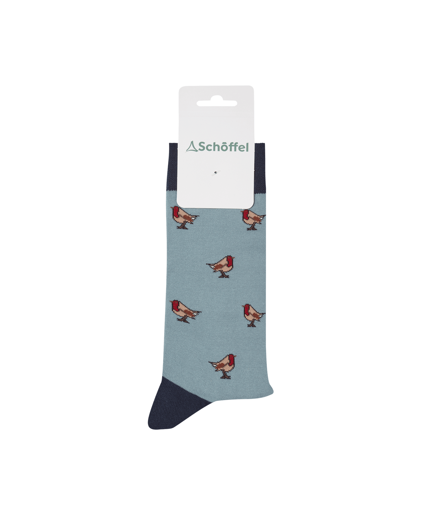 Men's Single Cotton Socks - Sterling Blue Robin