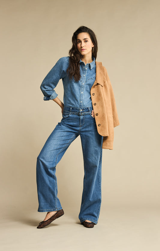 Victoria Blouse Denim Midstone