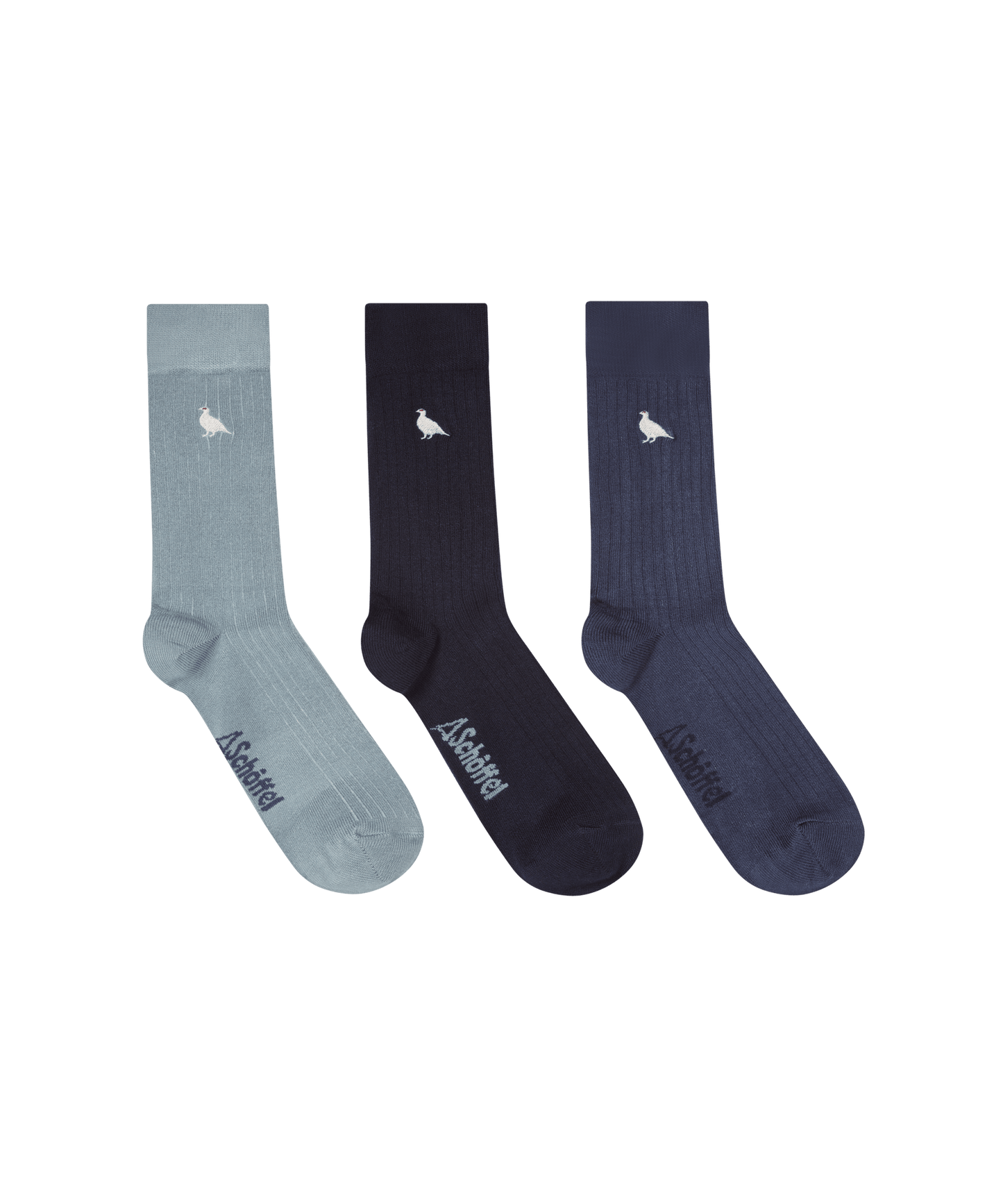 Bamboo Socks (Box Of 3) - Blue Ptarmigan Mix