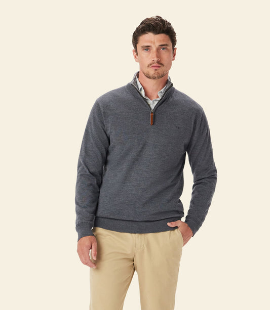 Ernest 1/4 Zip Merino Knit Sea Mist