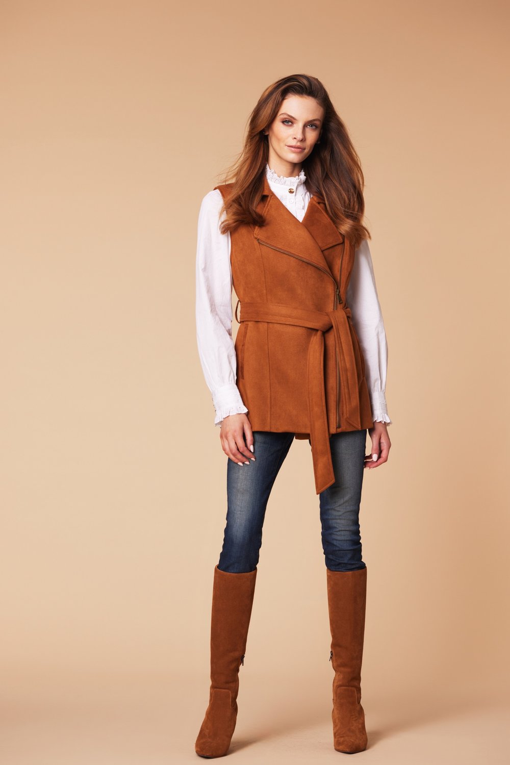 The Wentworth Faux Suede Gilet Tan