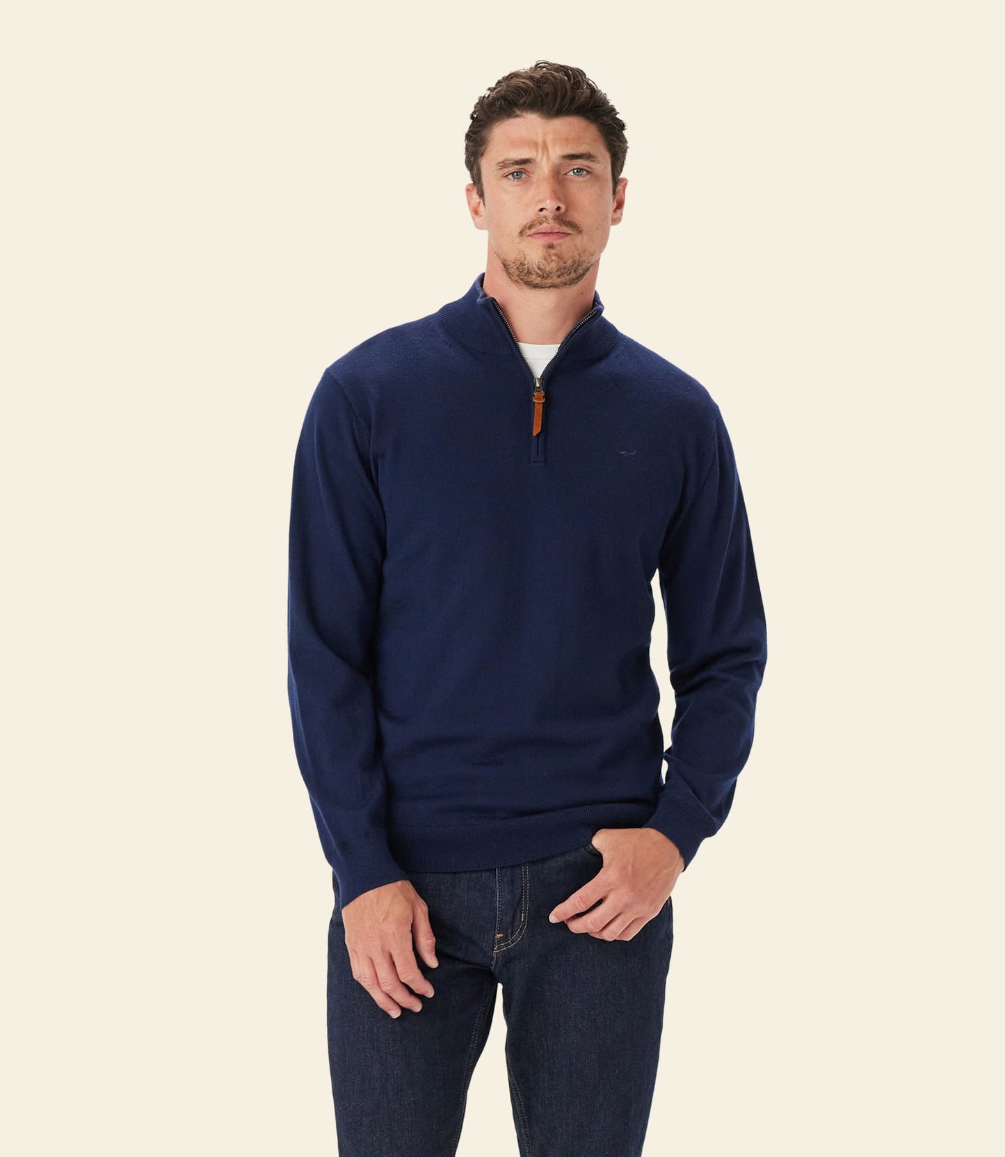 Ernest 1/4 zip merino knit navy