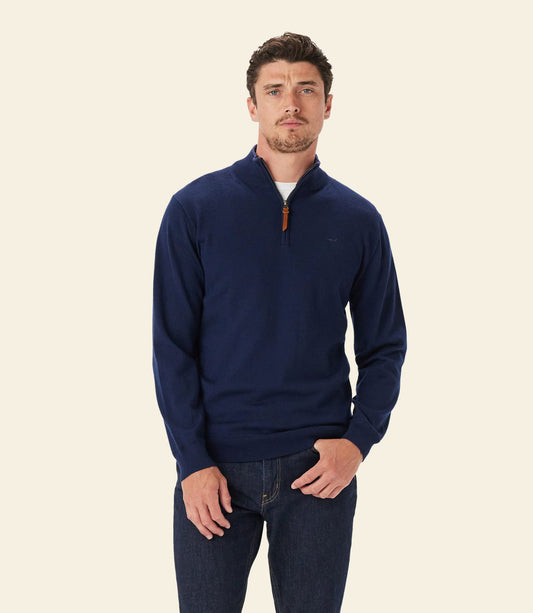 Ernest 1/4 zip merino knit navy