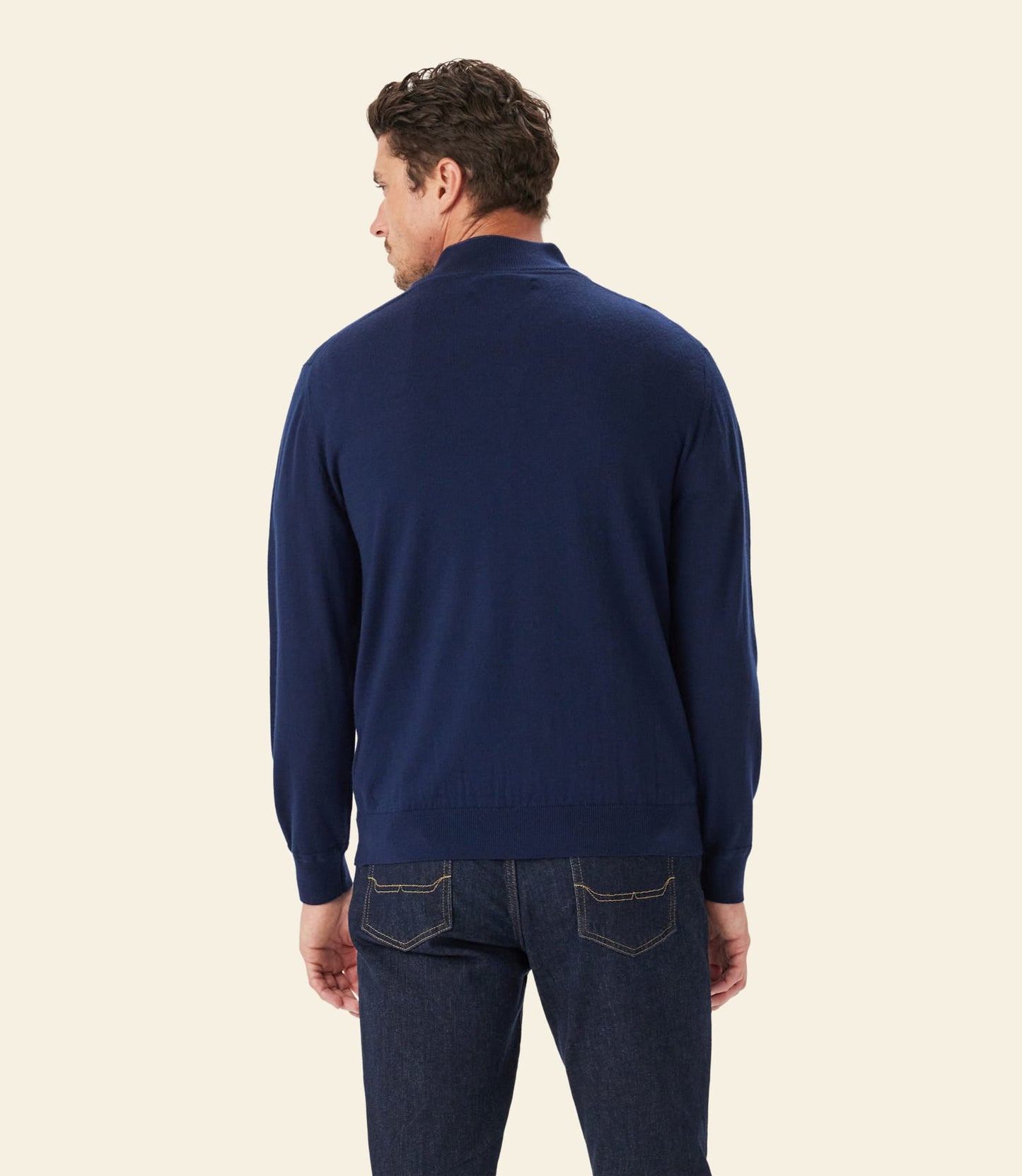 Ernest 1/4 zip merino knit navy