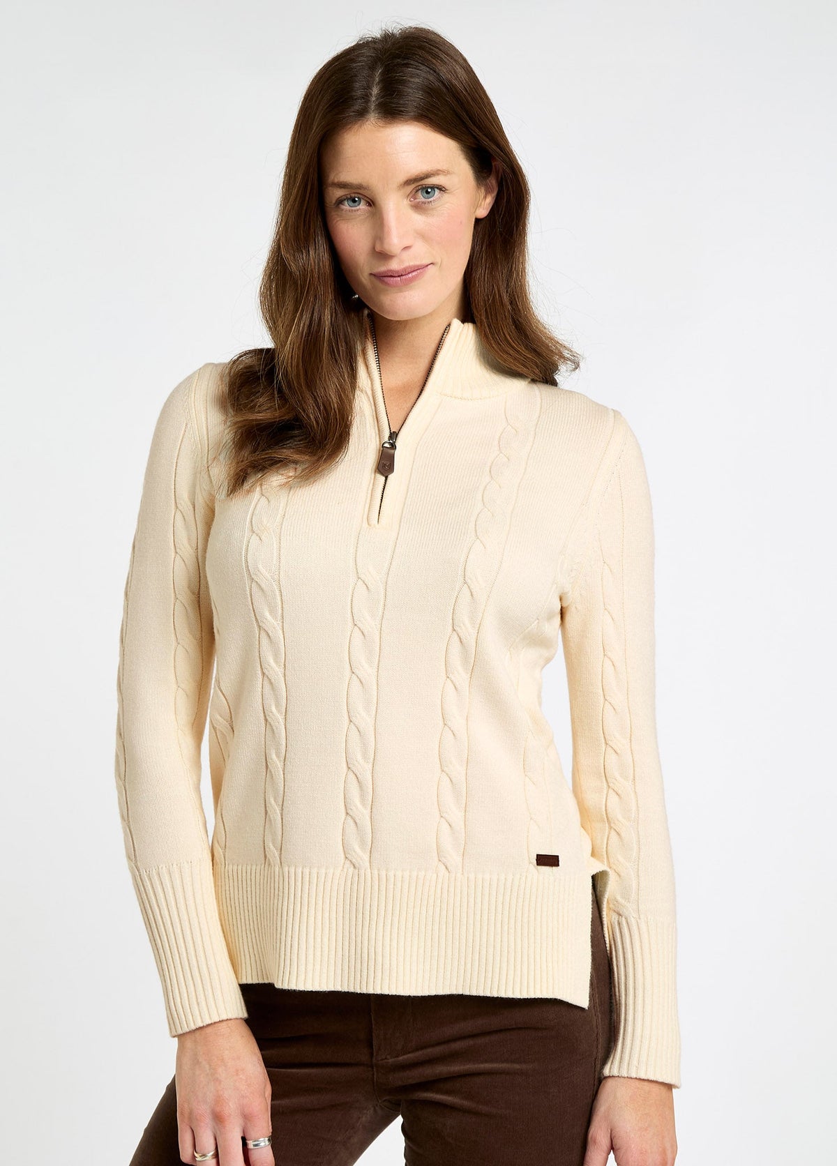 Burtonpoint Women’s zip neck sweater - Chalk
