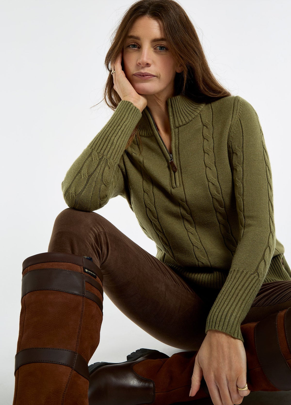 Burtonpoint Women’s zip neck sweater - Dusky Green