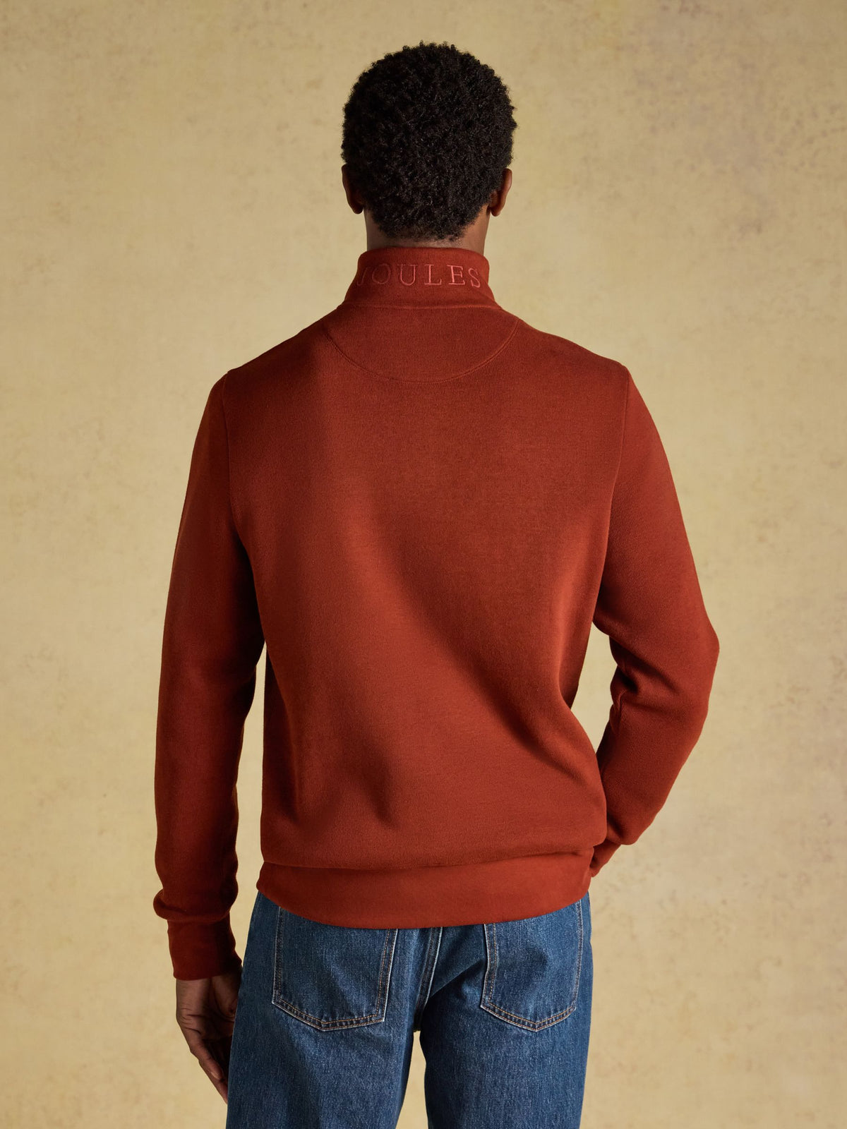 Alistair Red French Ribbed Quarter Zip Sweatshirt
