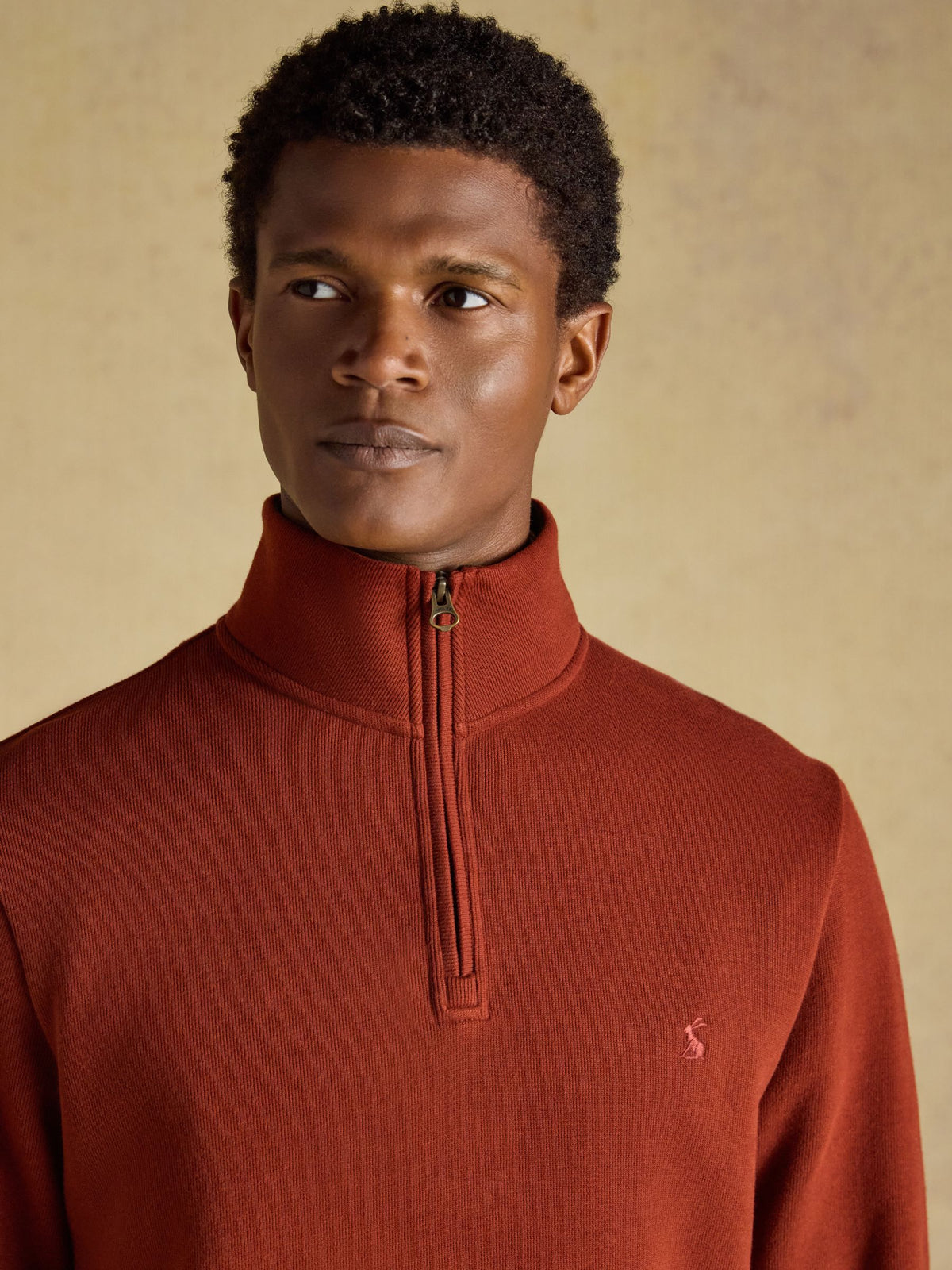 Alistair Red French Ribbed Quarter Zip Sweatshirt