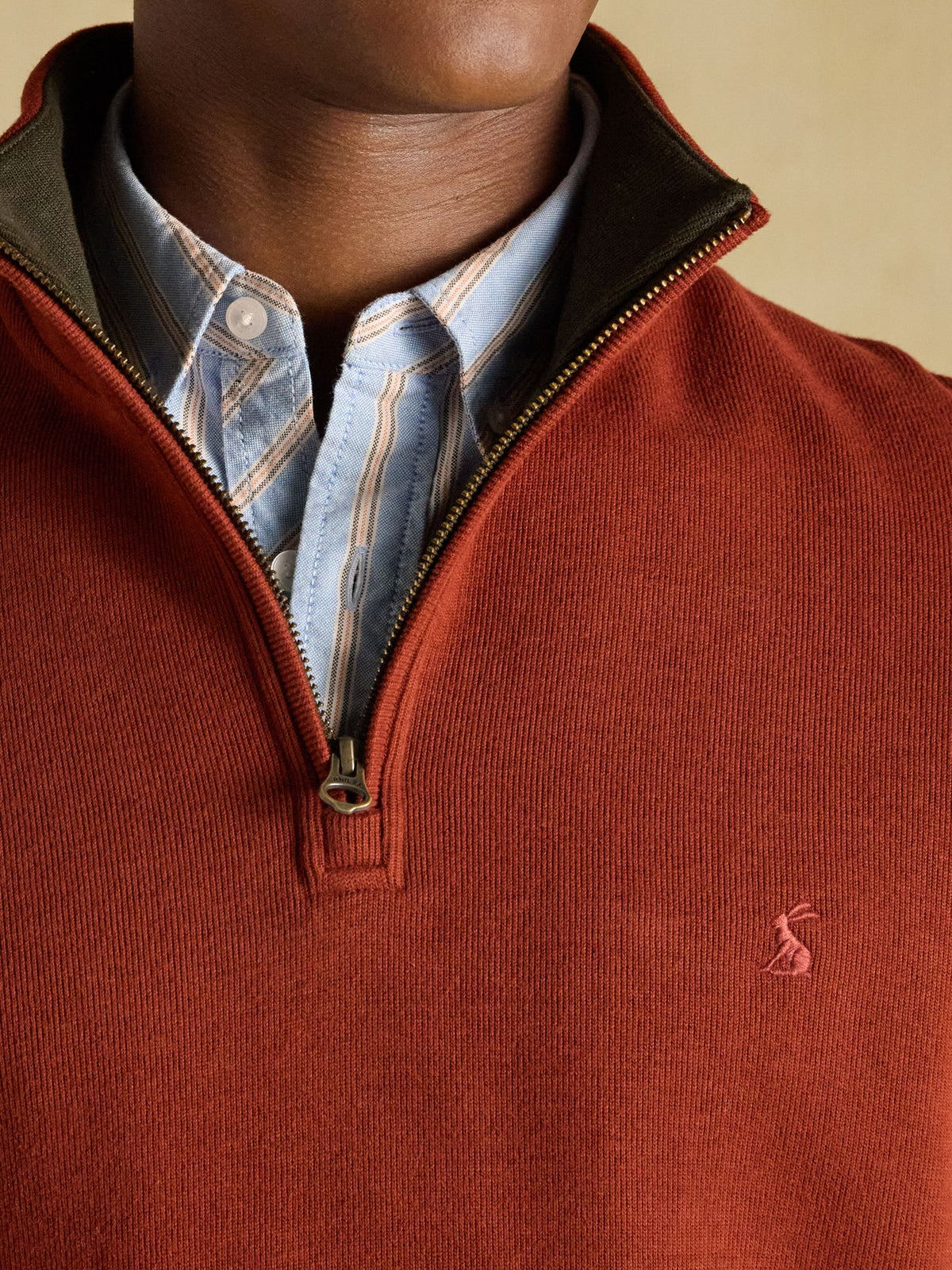 Alistair Red French Ribbed Quarter Zip Sweatshirt