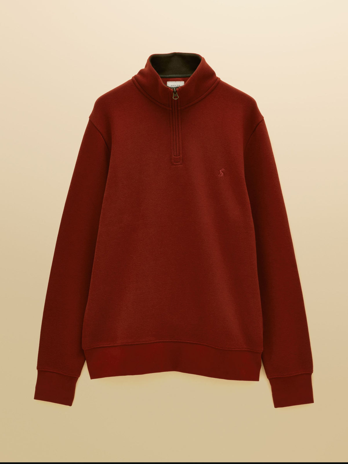 Alistair Red French Ribbed Quarter Zip Sweatshirt