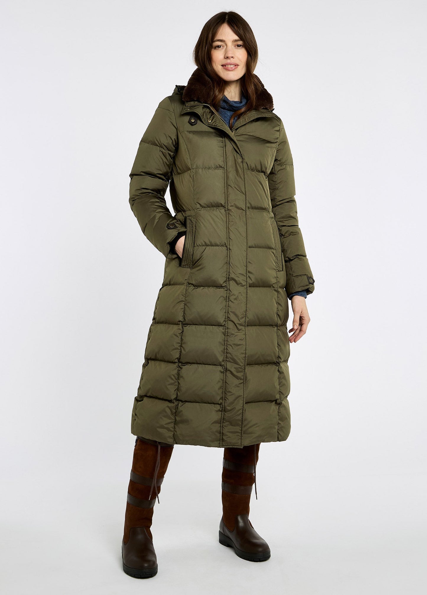 Aldborough Women's full length down jacket - Olive