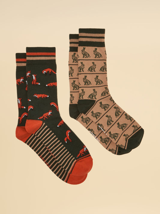 Men's Kingsbury Green Fox Socks 2 Pack (size 7-12