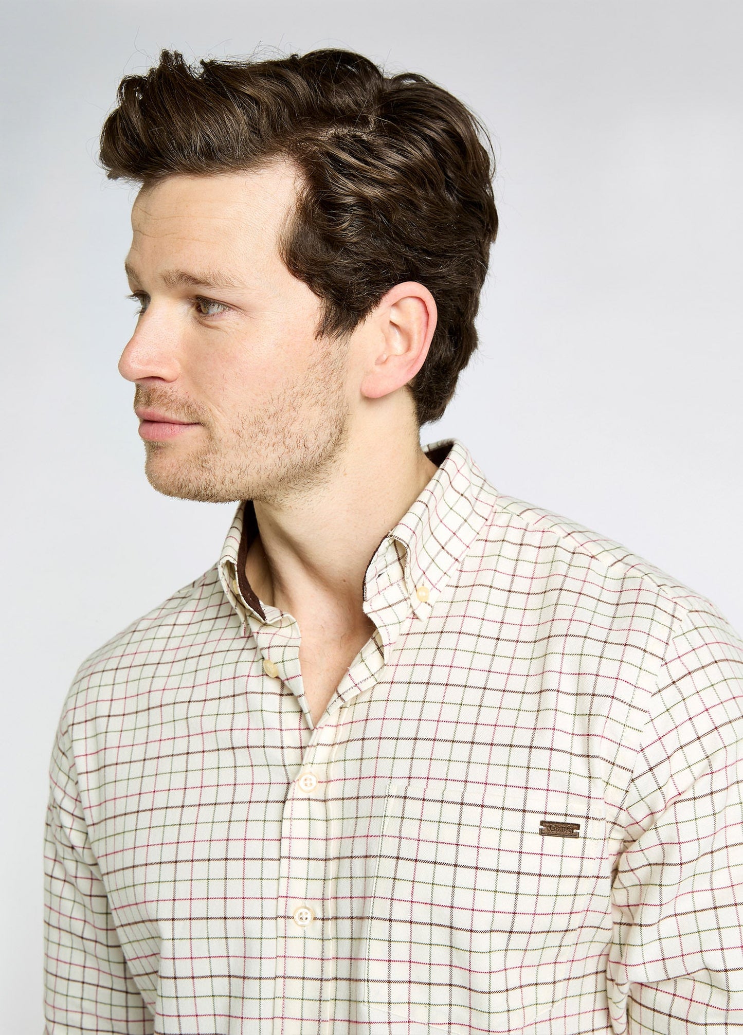 Drumcar Men’s tattersall check shirt - Elk