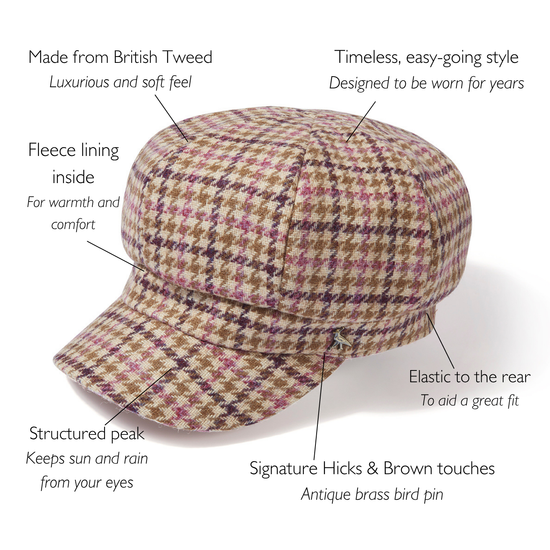 The Higham Tweed Baker Boy Mulberry