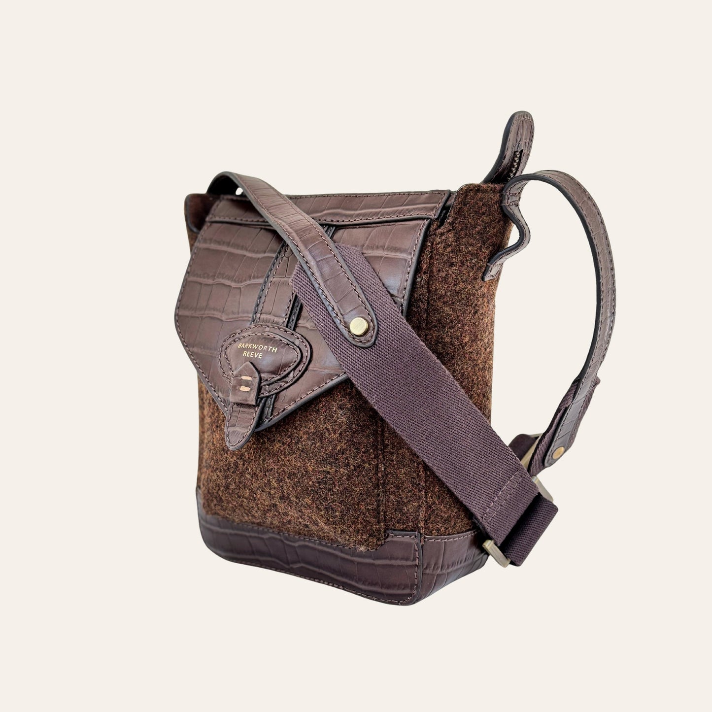 Hackthorn Dark Tweed & Croc Leather Crossbody Bag