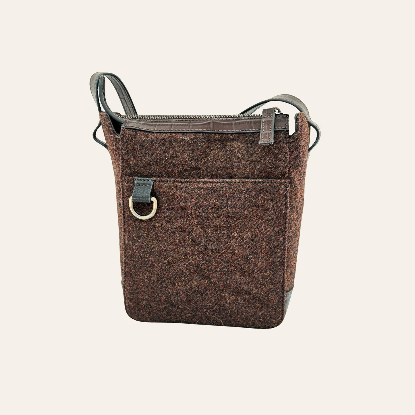 Hackthorn Dark Tweed & Croc Leather Crossbody Bag