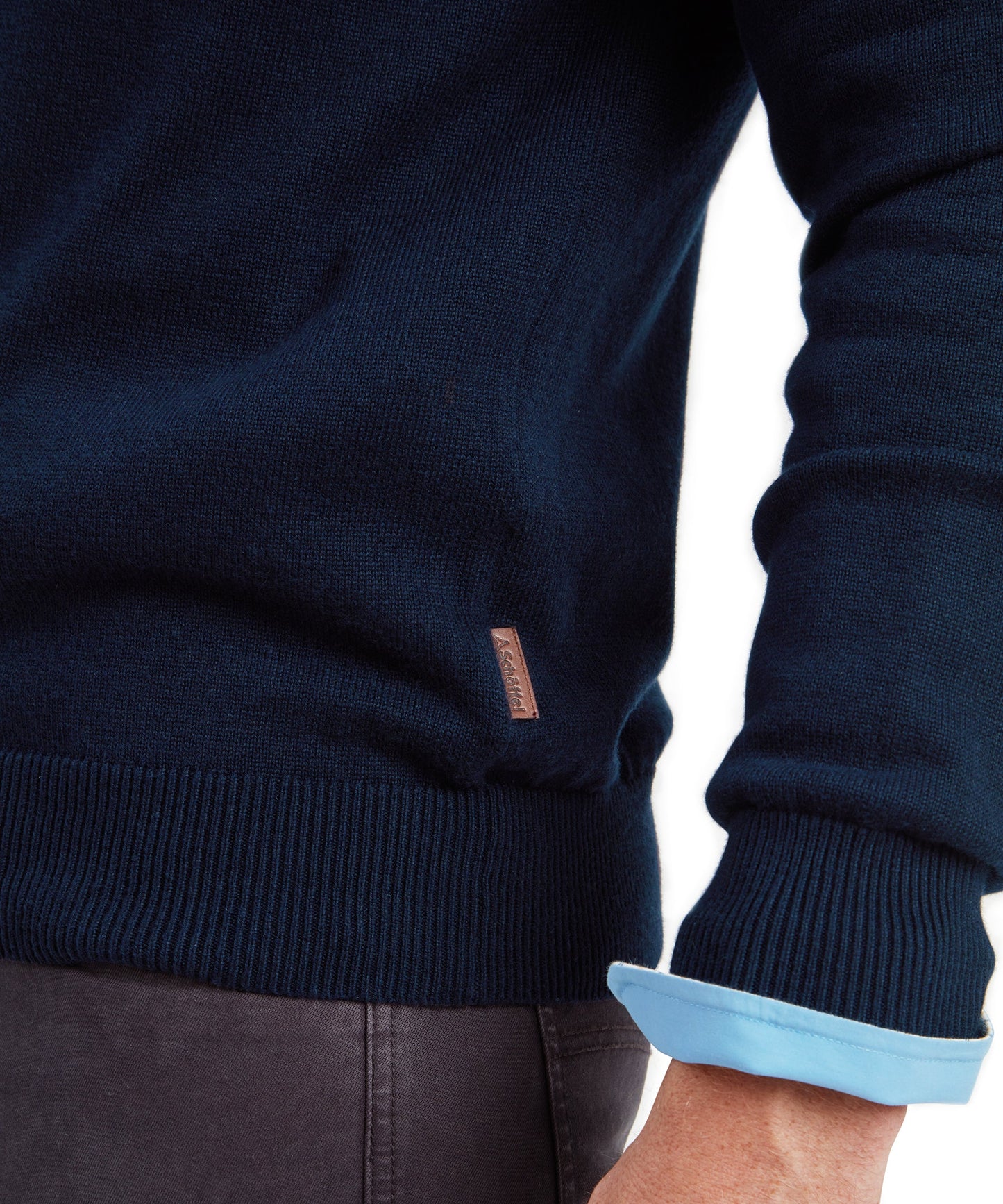 Calton Cotton Cashmere Quarter Zip Jumper Navy