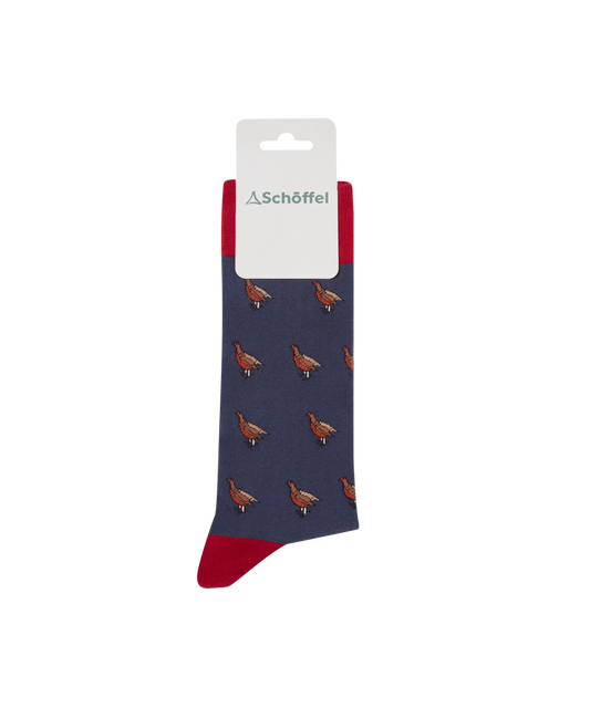 Men’s Single Cotton Socks Vintage Grouse Navy