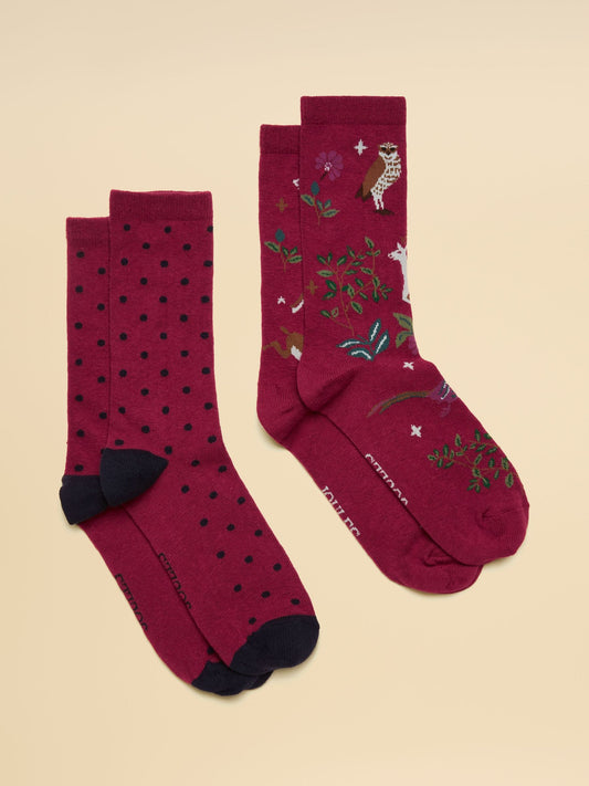 Everyday Berry Pink 2 Pack Cotton Blend Socks