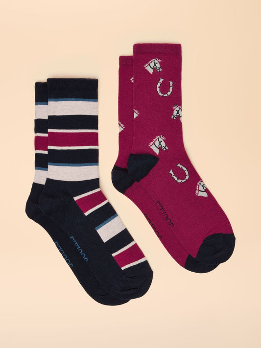 Everyday Berry Red 2 Pack Cotton Blend Socks