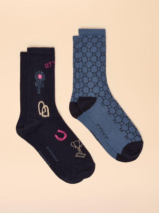 Everyday Navy 2 Pack Cotton Blend Socks