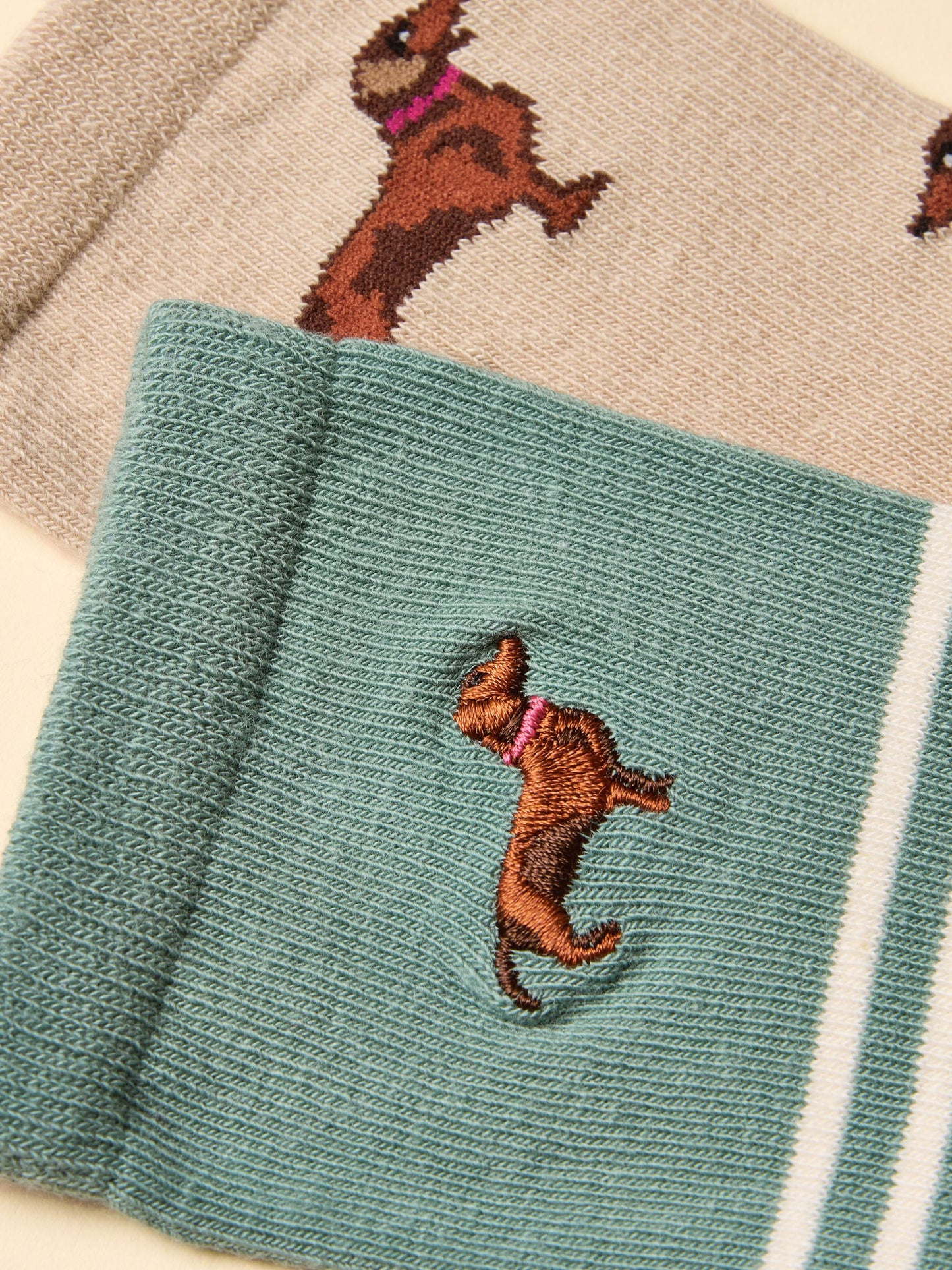 Everyday Khaki/Cream 2 Pack Cotton Blend Socks