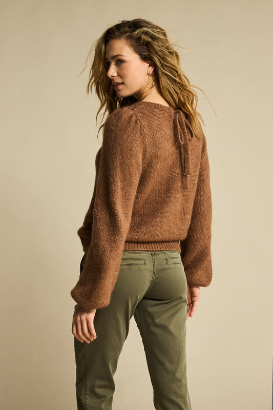 Sweater with Knot Mid Brown