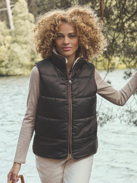 Reversible Faux Fur Brown/Cream Padded Gilet