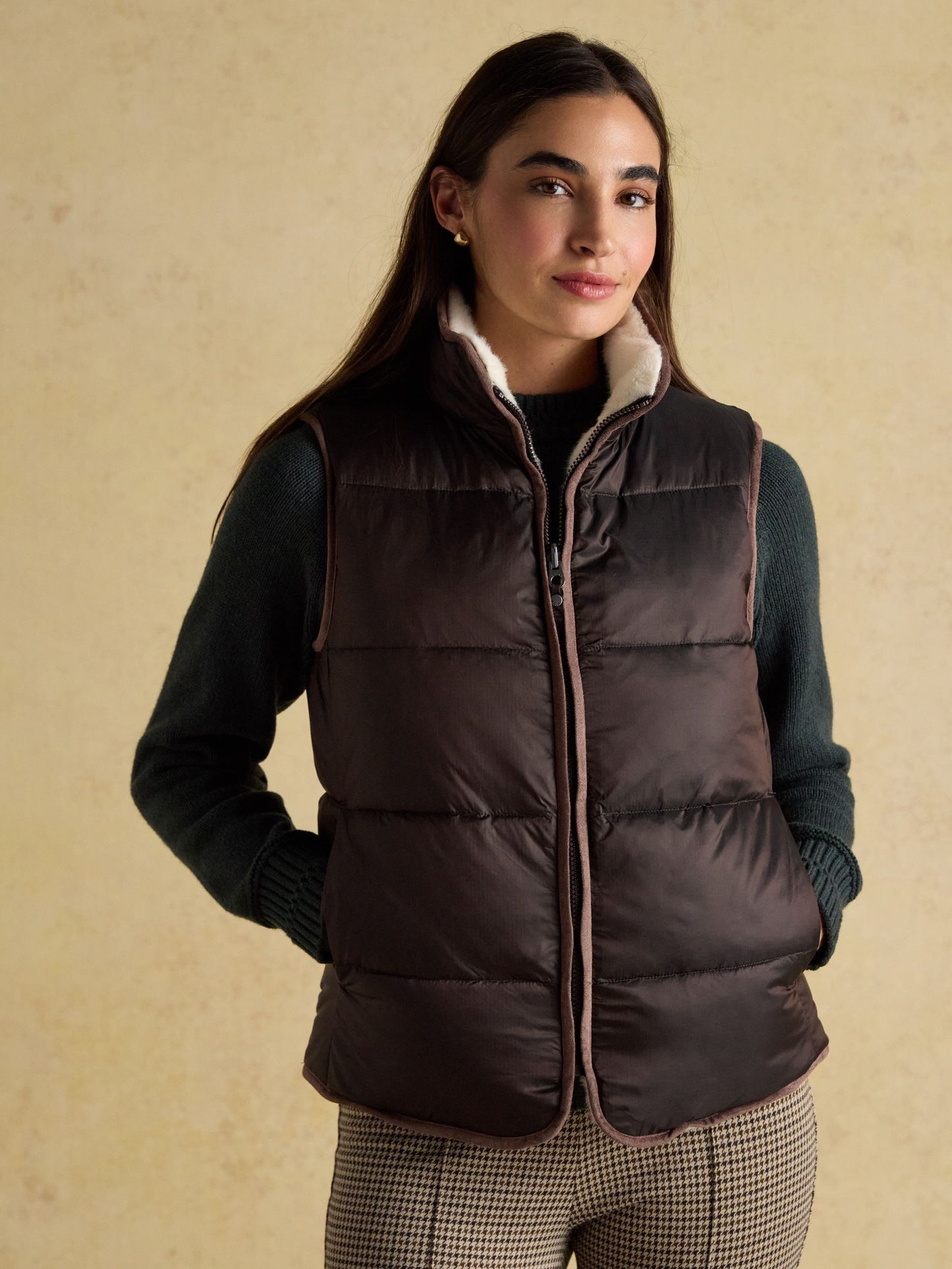 Reversible Faux Fur Brown/Cream Padded Gilet