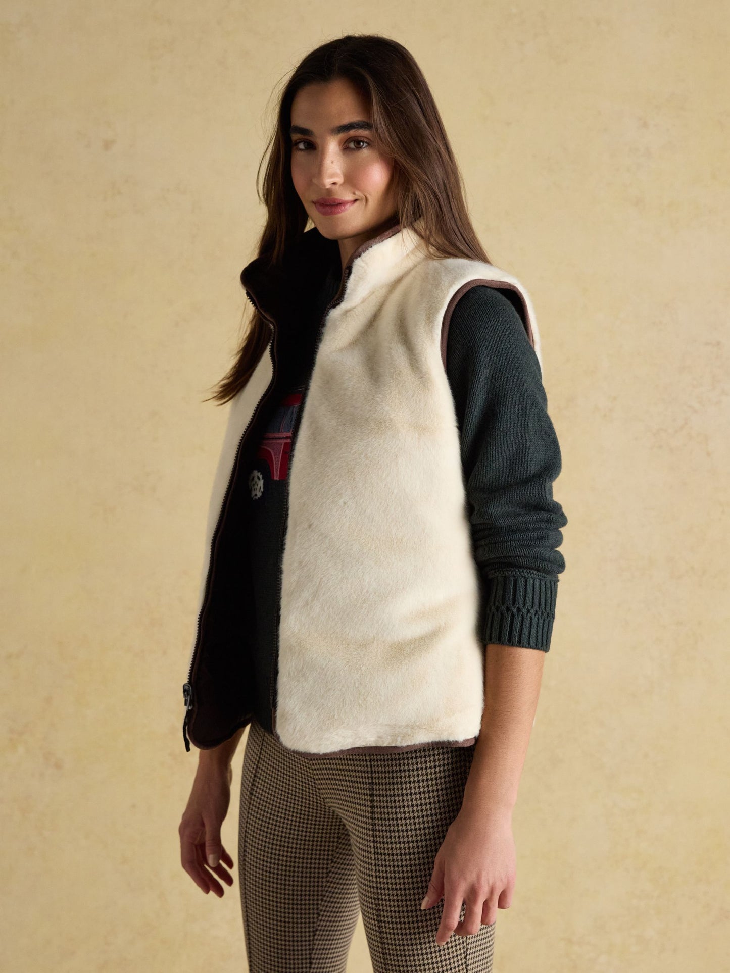 Reversible Faux Fur Brown/Cream Padded Gilet