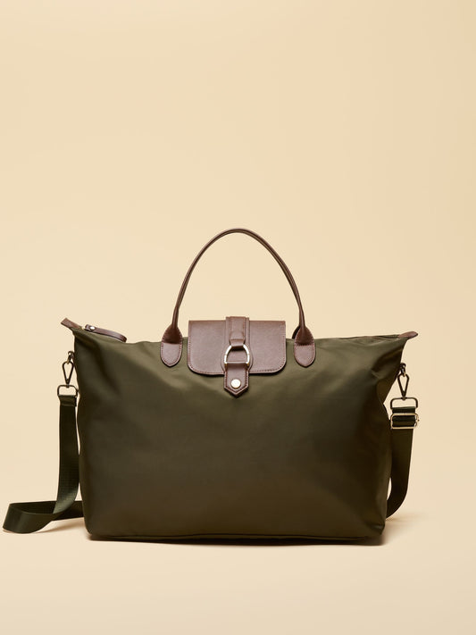 Edie Khaki Green Weekend Bag with Shoulder Strap