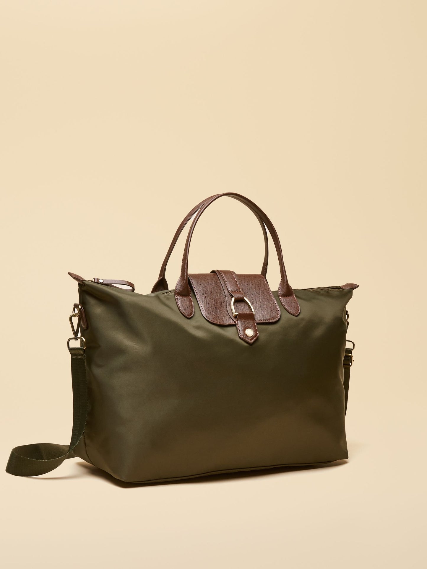 Edie Khaki Green Weekend Bag with Shoulder Strap