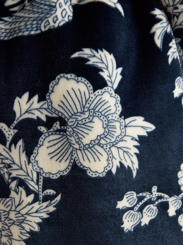Matilda Navy Flowers Fleece Lined Dressing Gown