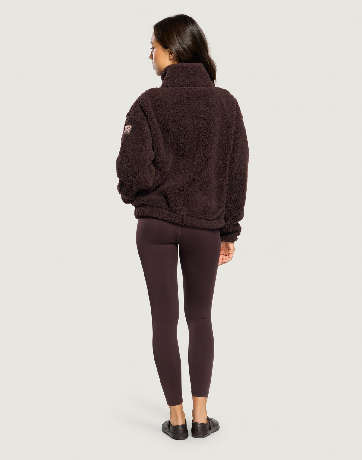 Industry Fleece High Collar Jacket in Mocha Bean