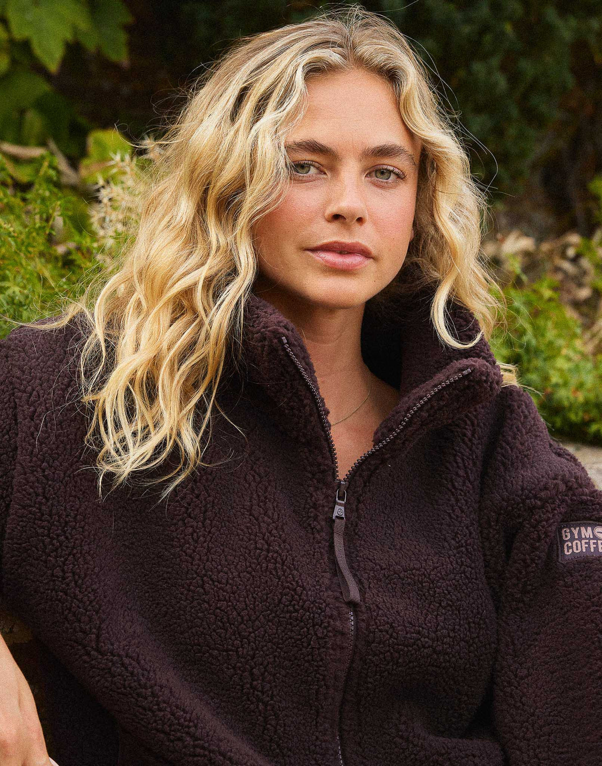 Industry Fleece High Collar Jacket in Mocha Bean