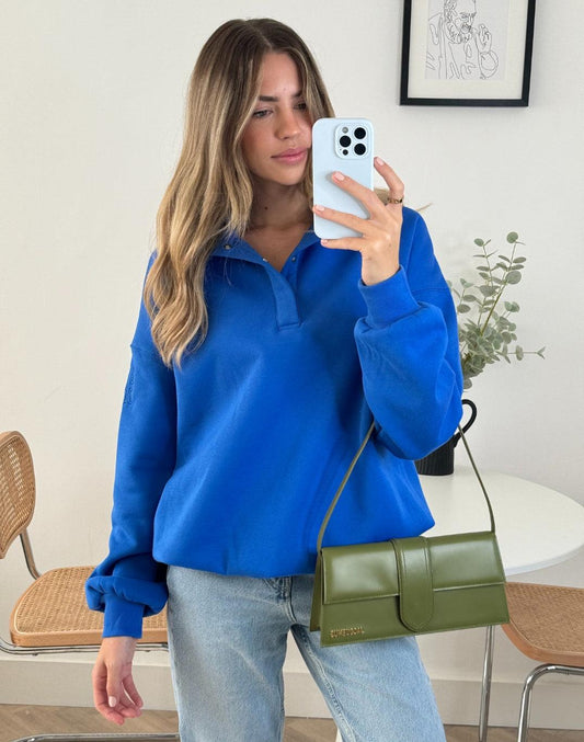 Snap Collar Sierra Sweatshirt Azure Blue