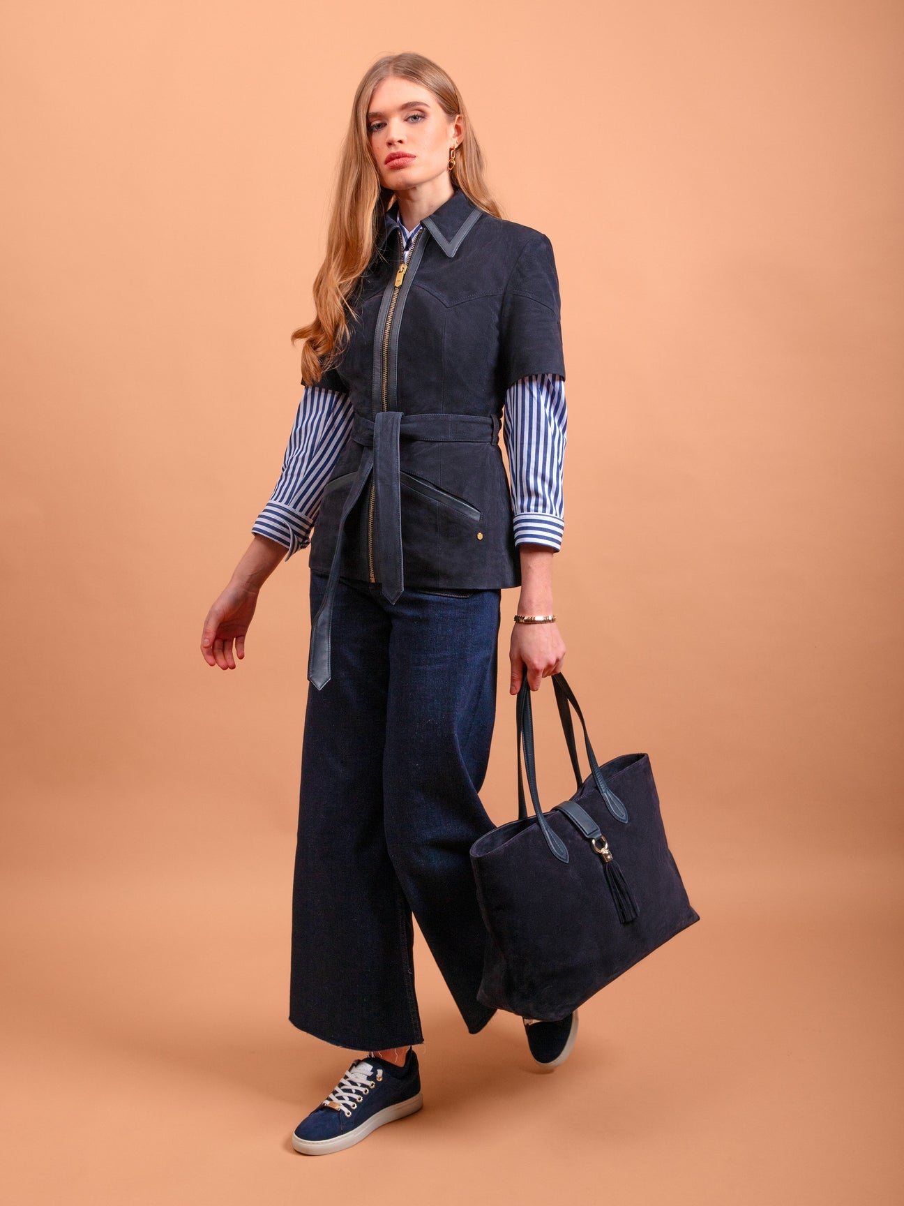 The Langham Women’s Tote Navy Suede