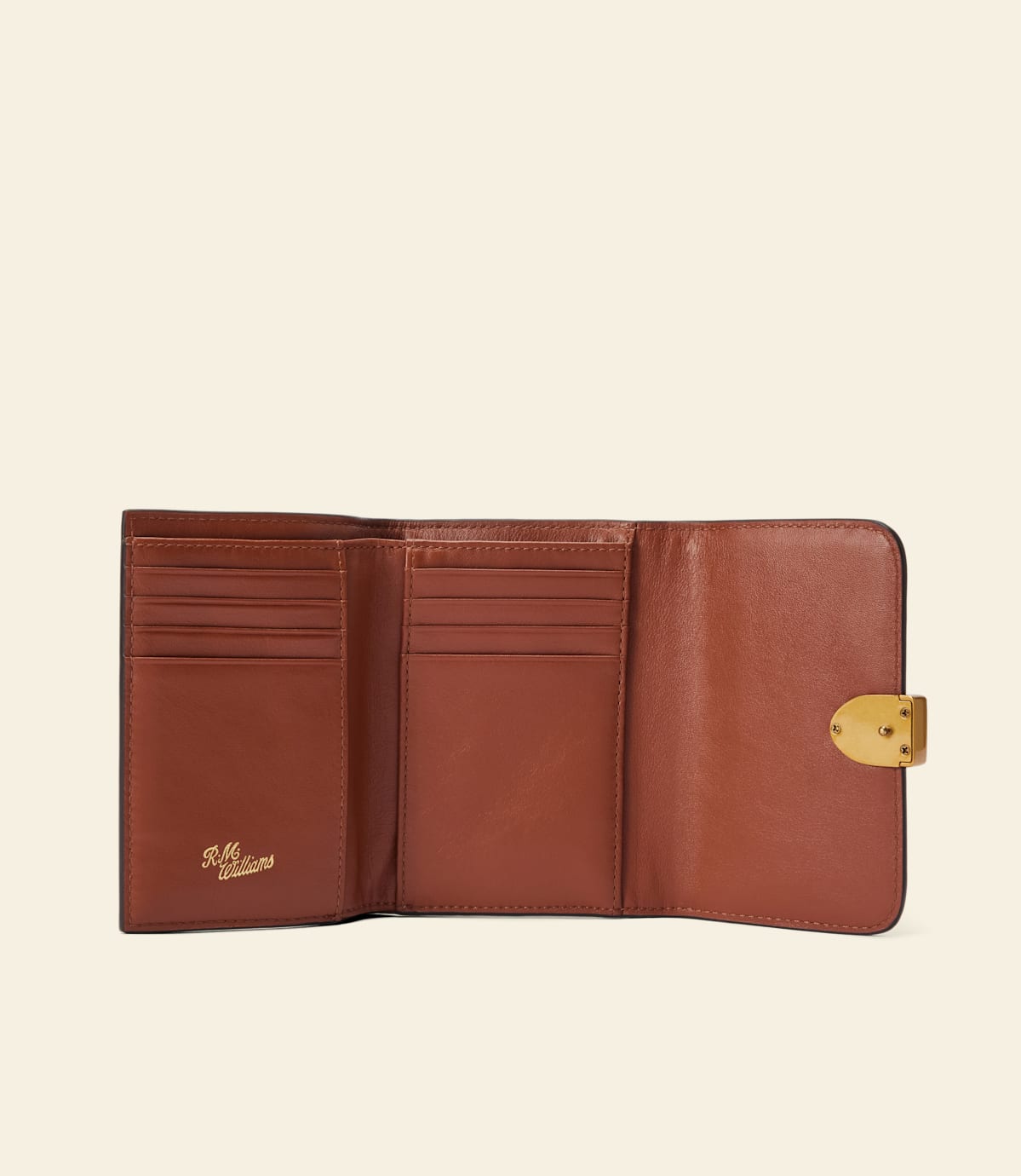 Eden Stitched Mini Wallet Tan Leather