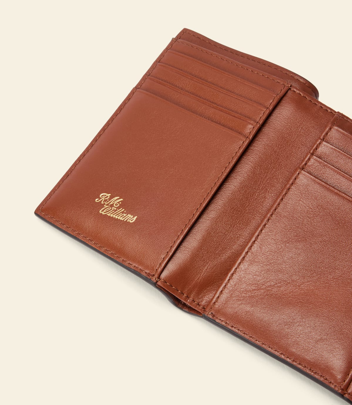 Eden Stitched Mini Wallet Tan Leather