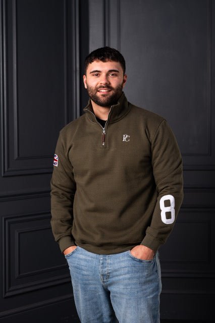 The Tidal 1/4 Zip Monogram Keswick Green