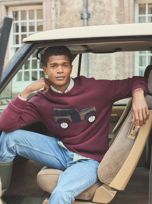 Offroad Burgundy Red Intarsia Crew Neck Jumper