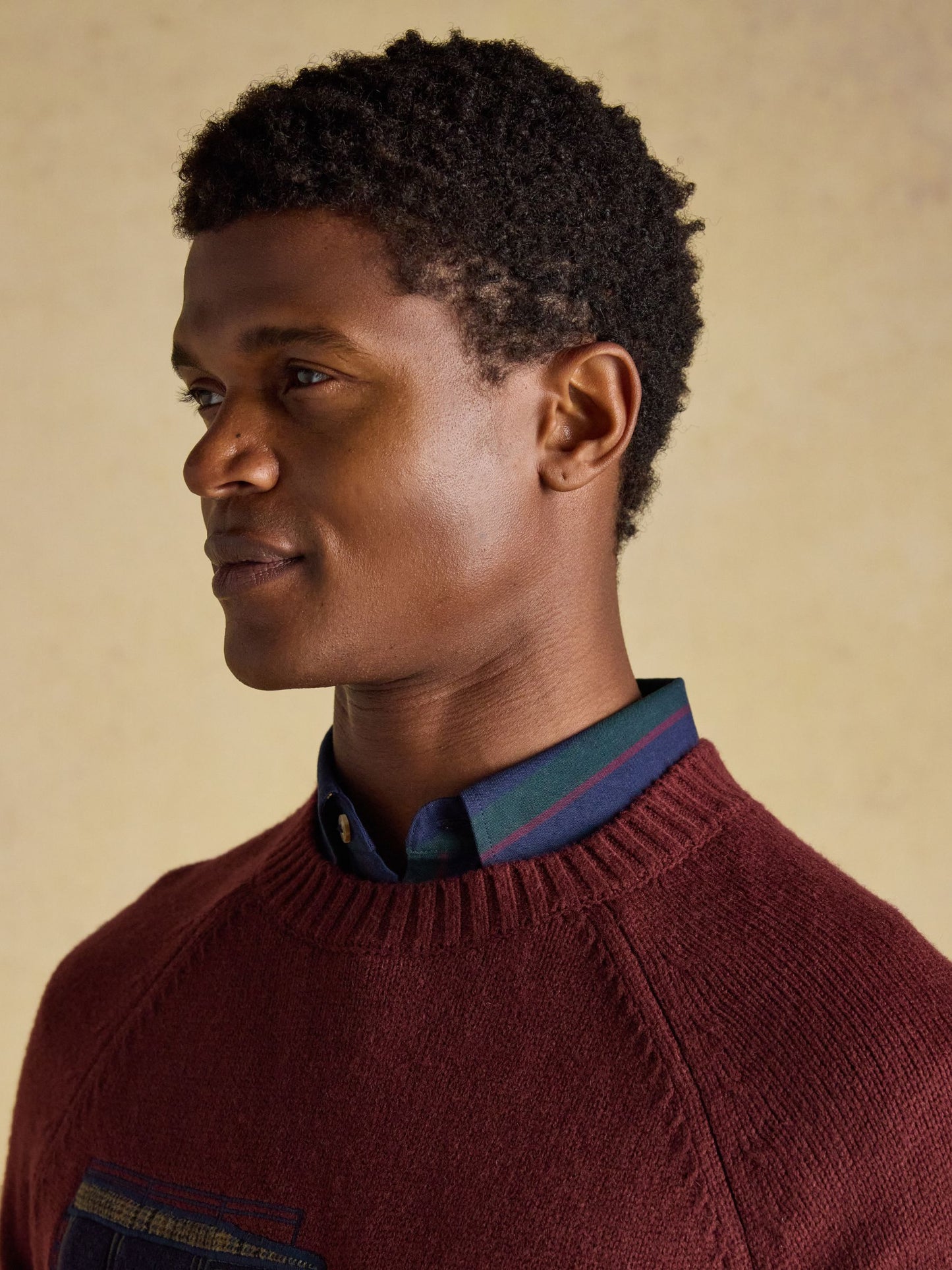 Offroad Burgundy Red Intarsia Crew Neck Jumper