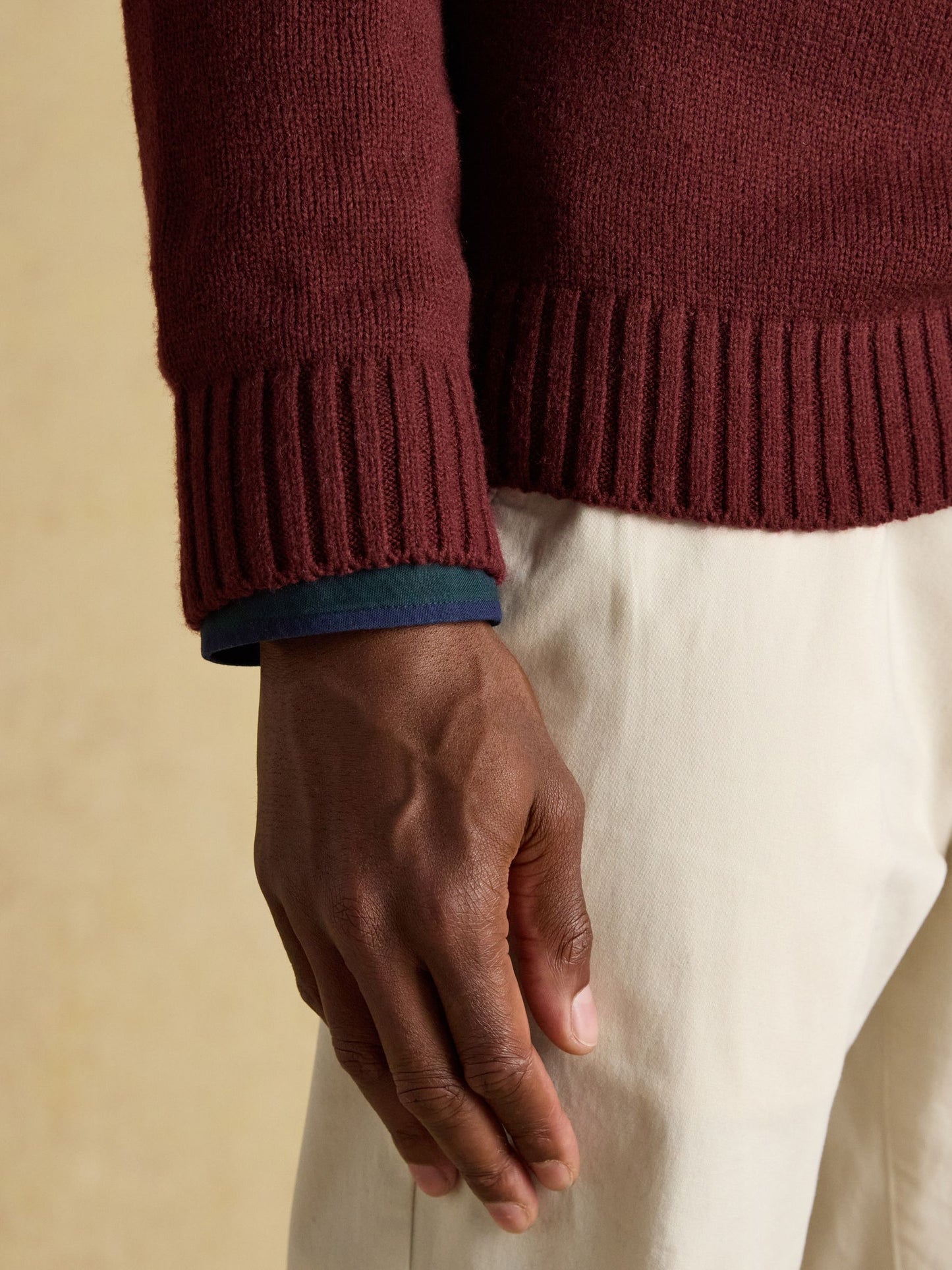 Offroad Burgundy Red Intarsia Crew Neck Jumper