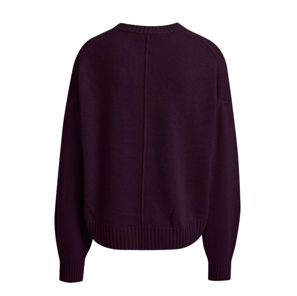 Dropped Shoulder Round Neck Pullover Plum