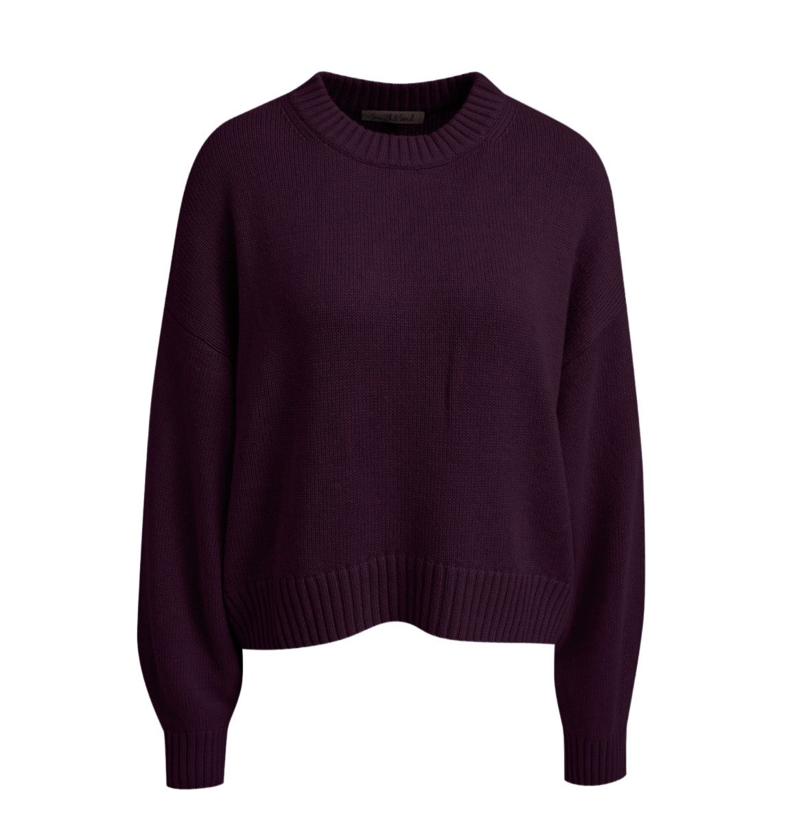 Dropped Shoulder Round Neck Pullover Plum