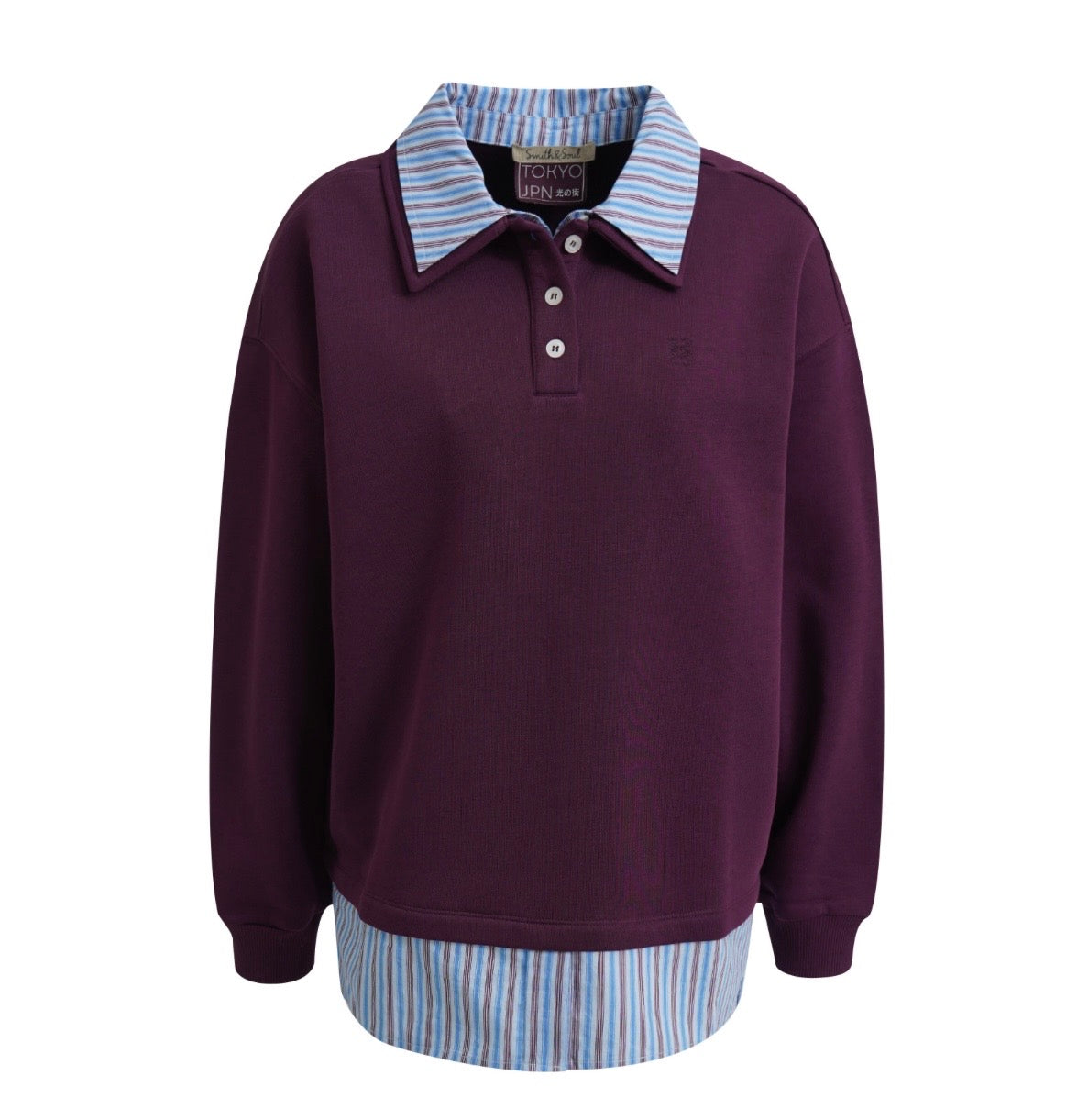 Boxy Polo Sweatshirt Blouse Layering